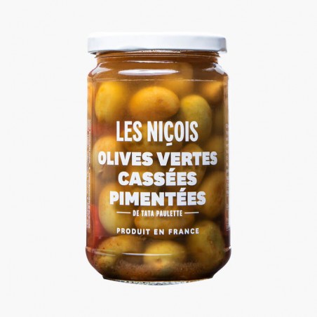 Olives vertes cassées pimentées de tata Paulette