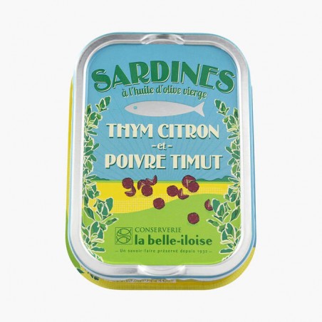 Sardines à l'huile d'olive vierge, thym citron et poivre Timut