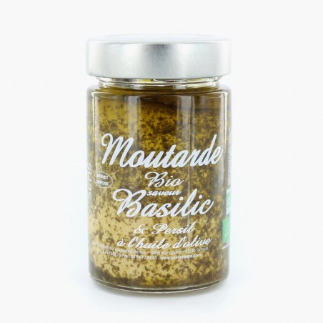 Organic mustard basil and parseley flavor in olive oil