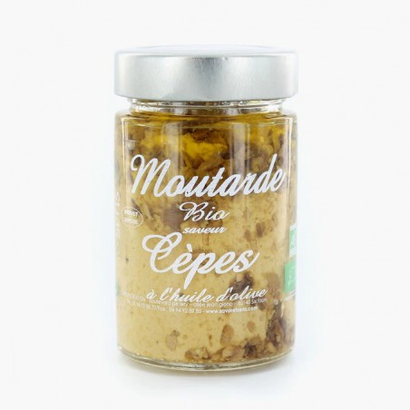 Organic mustard with cèpe mushroom flavor in olive oil