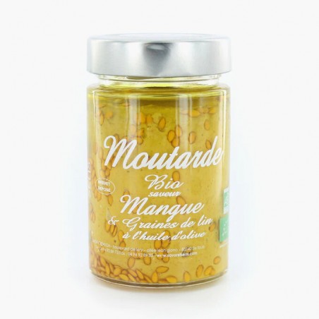 Moutarde bio saveur mangue et graines de lin à l'huile d'olive